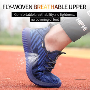 Men Steel Toe Safety Work Shoes Breathable Lightweight Comfortable Industrial Construction Shoes Puncture Proof Antislip