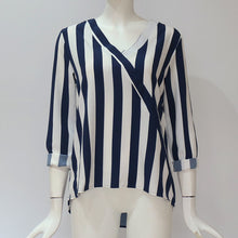 Load image into Gallery viewer, Women Striped V-neck Casual Tops