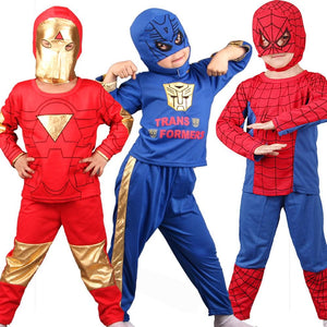 Halloween cosplay costume Set Spider mask Suit Party Costume Kids Long Sleeve spider Red man Performance Apparel Children's baby