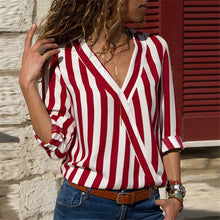 Load image into Gallery viewer, Women Striped V-neck Casual Tops